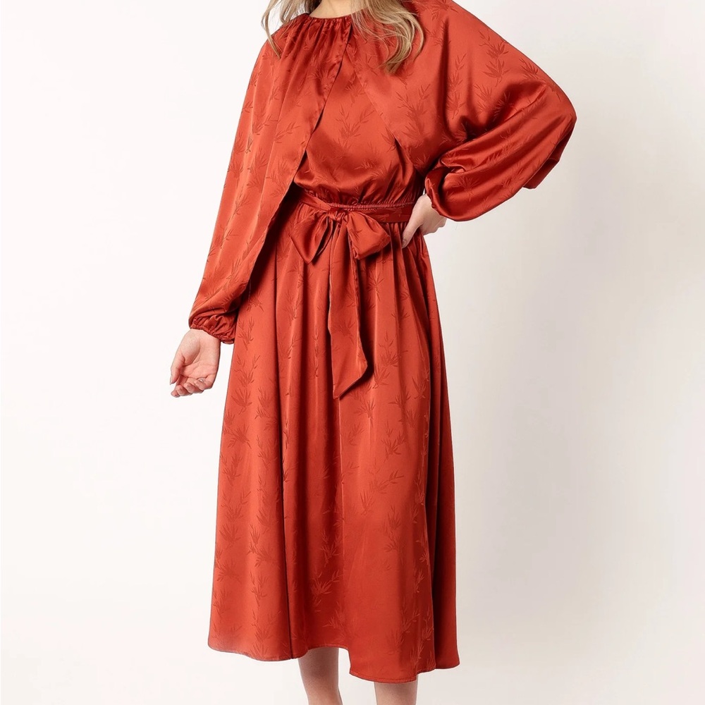 Elegant burnt orange Satin Dress